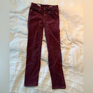 Gap Burgundy Corduroy Low-Rise Skinny Pants